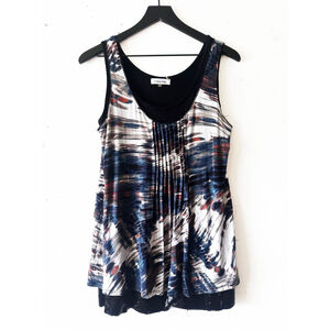 Calvin Klein Abstract Print Tank Top with Sequin Hem Size M